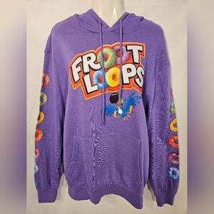 Kellogg’s Froot Loops Purple Graphic Hoodie Women’s Medium Cereal Print Pullover